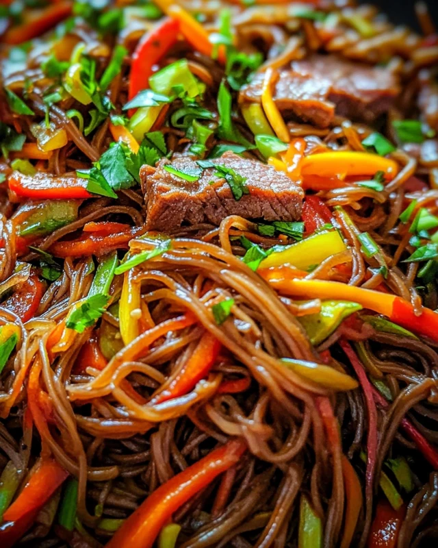 Nouilles Chinoises au Bœuf et aux Légumes
