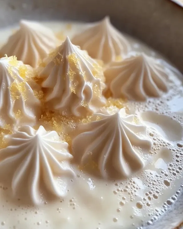 Meringue flottant sur une crème anglaise