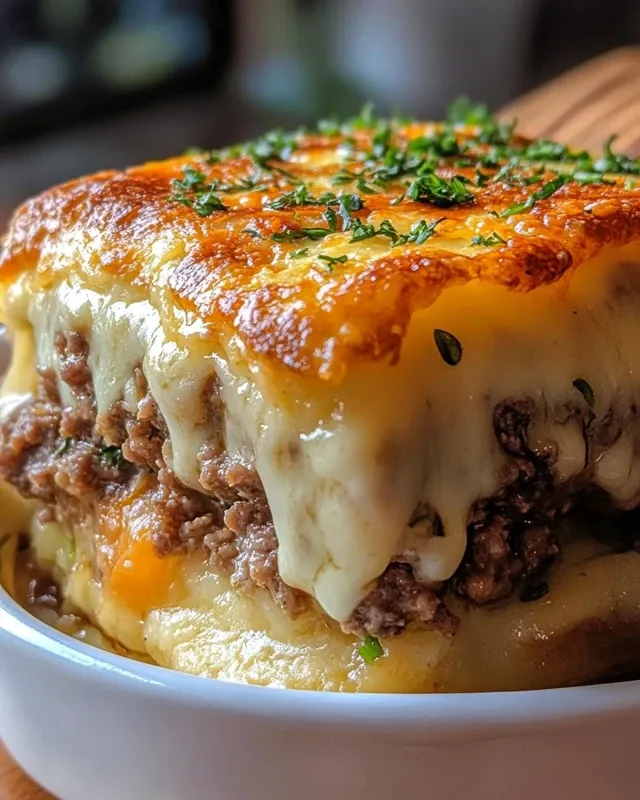 Viande hachée et purée gratinées au four