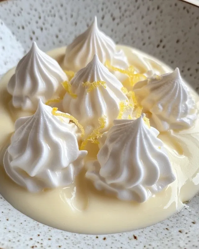 Meringue flottant sur une crème anglaise