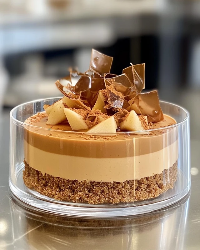Entremets aux Pommes, Mousse Caramel et Fond Spéculoos