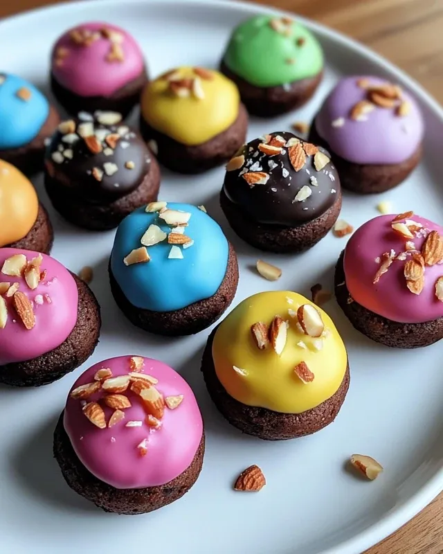 Petites douceurs colorées aux amandes et ganache