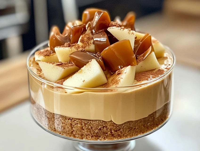Entremets aux Pommes, Mousse Caramel et Fond Spéculoos