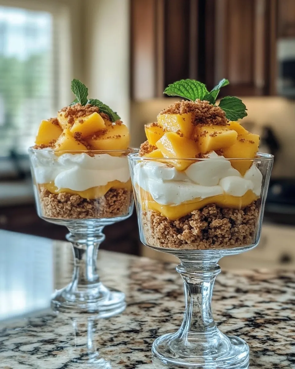 Verrines de pêche au mascarpone et éclats de spéculoos