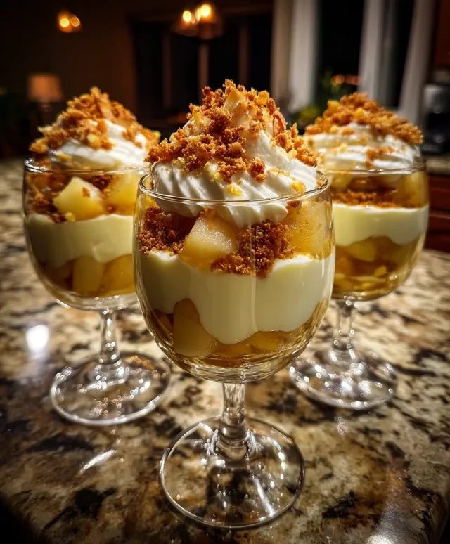 VERRINES POIRE FONDANTE, CRÈME MASCARPONE & ÉCLATS DE SPÉCULOOS