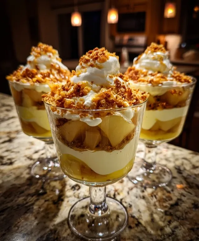 VERRINES POIRE FONDANTE, CRÈME MASCARPONE & ÉCLATS DE SPÉCULOOS