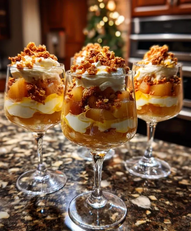 VERRINES POIRE FONDANTE, CRÈME MASCARPONE & ÉCLATS DE SPÉCULOOS