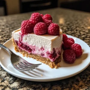 Cheesecake sans cuisson aux framboises et spéculoos
