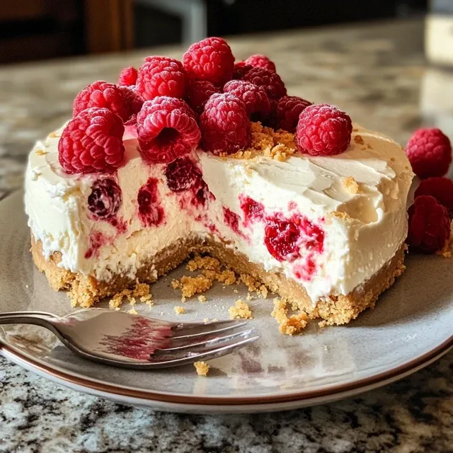 Cheesecake sans cuisson aux framboises et spéculoos