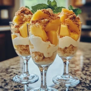 Verrines de pêche au mascarpone et éclats de spéculoos