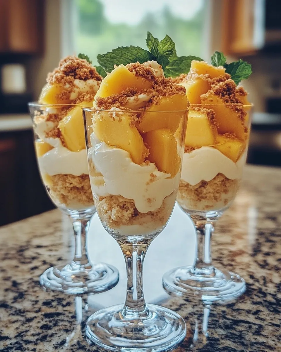 Verrines de pêche au mascarpone et éclats de spéculoos