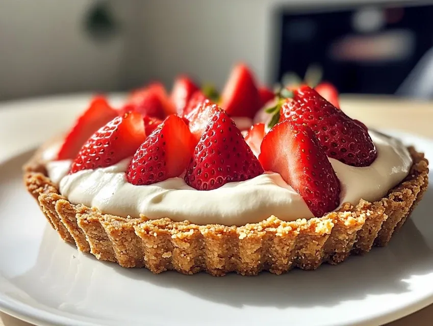 Tarte aux fraises et aux spéculoos sans cuisson